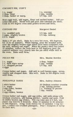 an old recipe is shown in black and white