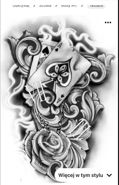 a black and white photo of a tattoo design