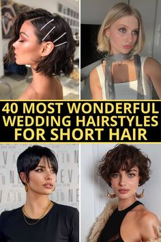 When it comes to wedding hairstyles for short hair, the options are wonderfully diverse and stunningly beautiful. Short hair can be styled in countless ways, so let’s dive into these captivating styles that prove short hair can be just as glamorous and versatile as long locks. Wedding Guests Hairstyle Short Hair, Very Short Hair Formal Styles, Short Wedding Hairstyles For Women, Short Curly Hairstyles Bridesmaid, Formal Haïr Style For Short Hair, Updos For Really Short Hair, Glamorous Hairstyles For Short Hair, Glamorous Short Hairstyles, Short Hair Hairstyle For Wedding