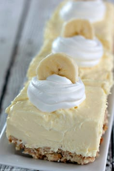 a banana cream dessert on a white plate