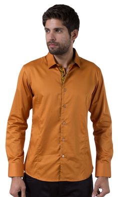 Men's Barabas Cotton Glossy Desert Rust Slim Fit Button Down Shirt 2026This is a Barabas Long Sleeve, Slim Fit Button Down Men's Shirt that has a simple and clean look to it. This shirt is filled with a shiny solid Desert Rust color all the way throughout. The color on the shirt is big and bold and grabs the attention in the room. And finally it includes highly detailed inner cuffs, placket, and collar to contrast the overall solid design. Shiny Cotton Material Detailed Inner Cuffs, Placket, and In The Room, Rust Color, Cotton Material, Button Downs, Casual Button Down Shirt, Casual Shirts, The Way, Rust, Overalls