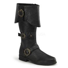 Trendy Fashion Black Pirate Jack Sparrow Captain Hook Mens Costume Buckle Tall Medieval Boots, Mens Boots Peter Pan Kostüm, Victorian Industrial, Medieval Boots, Steampunk Boots, Pirate Cosplay, Pirate Boots, Costume Boots, Pirate Fashion, Steampunk Victorian