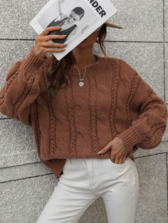 Brown Brown Wool Sweater Outfit, Brown Knitted Sweater Outfit, Light Brown Clothes, Brown Knit Sweater Outfit, Light Brown Sweater Outfit, Oversize Sweater Outfit, Brown Sweater Outfit, Rose Heels, Brown Sweaters