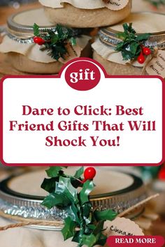 some cookies are stacked on top of each other with the words, dare to click best friend gifts that will shock you