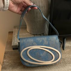 Brand New With Tags Modern Denim Shoulder Bag For Everyday, Modern Everyday Denim Shoulder Bag, Modern Blue Denim Shoulder Bag, Blue Retro Shoulder Bag For Everyday Use, Retro Blue Shoulder Bag For Everyday, Retro Blue Canvas Bag, Blue Canvas Retro Bag, Blue Retro Canvas Bags, Ego Official