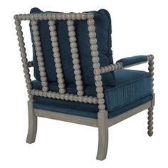 Add some luxurious extra seating to any room with this Aegean Blue Liam Turned Leg Accent Chair . The elegant spindle design will bring a new look to your space. Chair measures 31.25L x 26.75W x 36H in.; Seat height 19.5H in. Crafted with a wooden frame High-density foam fill Upholstered in Aegean blue linen fabric Gray leg finish Spindle design frame Weight capacity: 200 lbs. Some assembly required Not intended for commercial use Care: Dust with a soft, dry cloth. This item is available at Kirk Classic Armchair, Transitional Living, Chic Farmhouse, Coastal Furniture, Black Furniture, Chair Bed, White Pillows, Furniture Outlet Stores, Comfortable Chair