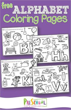 the alphabet coloring pages for children to color and learn how to use them with pictures