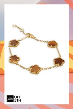 From The Flower Collection. Tiger Eye Stone 14k Goldplated Brass Lobster Clasp Imported Size Length, About 6.75"-8" Diameter, About 3.375"-4" Click Here For A Guide To Jewelry & Watches. Center Core - W Jewelry > Saks Off 5th > Barneys Warehouse. Jankuo. Luxury Gold Flower Bracelet, Louis Vuitton T Shirt, Station Bracelet, Flower Collection, Tiger Eye Stone, Eye Stone, Summer Jewelry, Tiger Eye, Apparel Accessories