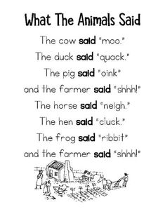 an animal poem with the words what the animals said