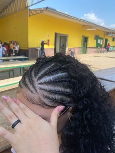 ✰.•ꨄ︎*𝐒𝐚𝐯𝐞 & 𝐅𝐨𝐥𝐥𝐨𝐰 ⌫ Naturally Curly Braided Hairstyles, Simple Cute Braided Hairstyles Black, Curly Hairstyles Half Braid, Braided Hairstyles With Hair Out, Braids With Widows Peak, Two Braids In Front With Curly Hair Down, 4 Braids Curly Hair, Half Cornrows Half Curls Natural Hair, Half Way Braids Hairstyles Natural