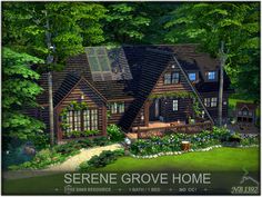 a large house surrounded by trees in the middle of a forest with lots of greenery