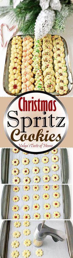 christmas spritz cookies are being made in the kitchen