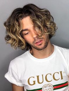 Long Hair Colour Men, Hair Color Highlights Ideas, Beachy Hair Color, Men Hair Color Highlights, Mens Hair Color, Hair Guys, Dyed Hair Men, Highlights Curly, Surfer Hair