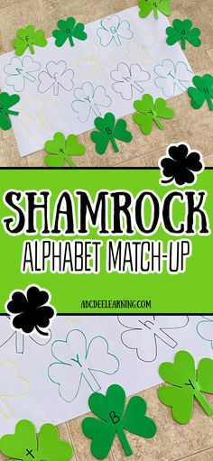 shamrock themed alphabet match up for st patrick's day with paper cut outs and shamrocks