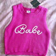 Gorgeous! This Is For A Nwt Barbie Pink Sleeveless Lightweight Sweater. Babe Is Stitched Across The Front In White With Hits Of Silver. Size Medium. #Barbie #Babe #Barbiecore Lightweight Sweater, Sleeveless Sweater, Light Weight Sweater, Sweaters For Women, Size Medium, Knitting, Silver, Pink, Women Shopping