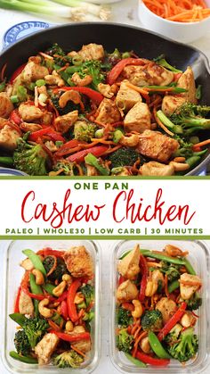 one pan cashew chicken with vegetables and carrots