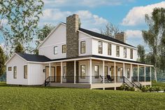 this is an artist's rendering of the farmhouse style home in the country side