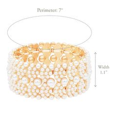 This stunning Lavencious Simulated Pearl Waves Design Elastic Stretch Bracelet is the perfect complement to any special occasion. Crafted from quality simulated pearls, it boasts a stylish wave design and an elastic stretch for a secure and comfortable fit. An ideal gift for yourself or someone special. Weight is about 63 grams Comes with a exquisite gift White Pearl Embellished Bracelets For Party, White Pearl-embellished Bracelet For Party, Elegant Pearl Bracelets For Party, Elegant Pearl White Bracelets For Party, Elegant Pearl White Bracelet For Party, White Pearl Chain Bracelets For Party, Party Pearl White Beaded Bracelets, Party Pearl White Beaded Bracelets With Pearl Chain, White Metal Beaded Bracelets For Party