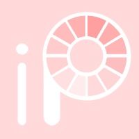 a pink and white background with an image of a fan