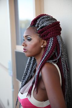 Silver Box Braids, Gray Locs, Silver Braids, Grey Braids, Melanin Hairstyles, Fall Braids, Small Knotless