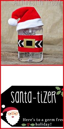 santa - tizer bottle label with santa's hat on it