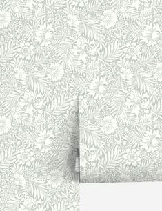 an image of a wallpaper with white flowers on it