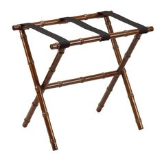 Dark Walnut Bamboo Inspired Wood Luggage Rack with 3 Black Nylon Straps - End of Bed - The Well Appointed House Luggage Racks, Luxury Home Furniture, Black Bamboo, Folding Furniture, Gate House, Luggage Rack, Tropical Design, Top Interior Designers, Compact Storage