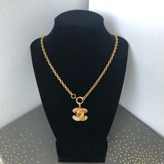 Used Very Good Condition Not Tarnished At All . 18k Gold Plated. Cable Chain & Spring Lock Included Length 22" Cc Necklace, Jewelry Chanel, Chanel Jewelry, Cable Chain, Womens Jewelry Necklace, 18k Gold, Gold Plate, Jewelry Necklaces, Cable