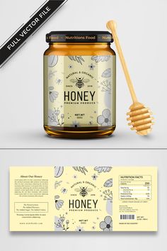 the honey label is designed to look like it has been opened