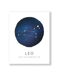 the leo zodiac sign on a white background with stars in the night sky above it