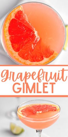 grapefruit gimlet cocktail in a coupe glass garnished with orange slices