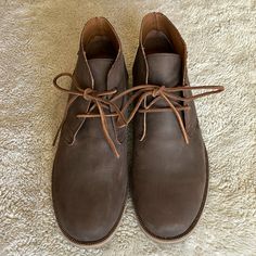 Brand New . Dark Brown . Brown Casual Leather Shoes Medium Width, Casual Brown Leather Shoes Medium Width, Casual Boots With Leather Lining, Casual Spring Boots With Leather Sole, Casual Boots With Leather Sole For Spring, Casual Suede Lined Closed Toe Boots, Casual Closed Toe Boots With Suede Lining, Casual Boots With Suede Lining And Closed Toe, Casual Suede-lined Closed Toe Boots