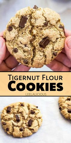 Tigernut Flour Cookies - gluten free, clean eating » LeelaLicious Tigernut Flour Cookies, Paleo Baking Powder, Baking Powder Recipe, Paleo Chocolate Chip Cookies, Chocolate Chip Cookies Ingredients