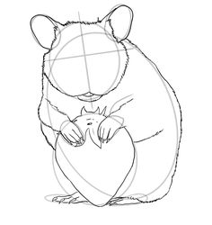 a drawing of a bear holding a heart