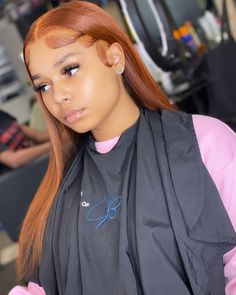 Orange With Blonde Highlights, Blonde Streaks In Dark Hair, Bangs Weave, Ginger Curly Hair, Two Ponytail Hairstyles, Hair Color For Dark Skin, Blonde Streaks, Lace Fronts