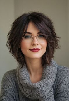 Shaggy Bob Long Bangs, Shag Choppy Haircut, Fringe Bangs On Short Hair, Round Face Short Hair With Bangs, Short Hairstyle Women Choppy, Short Shattered Bob, Shaggy Haircuts Short Hair, Textured Short Hair With Bangs, Scruffy Bob Hairstyles