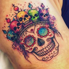 Sugar Skull Tattoo Vector Art Sugar Skull Sleeve, Skull Vector Art, Pretty Skull Tattoos, Simple Unique Tattoos, Skull Thigh Tattoos, Mexican Skull Tattoos, Day Of The Dead Tattoo, Candy Skull Tattoo, Skull With Crown