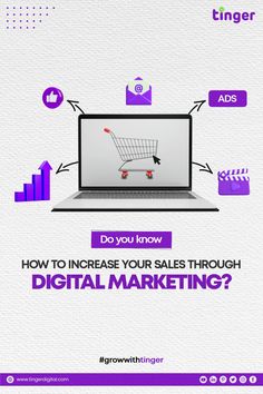 a laptop with the words do you know how to increase your sales through digital marketing?