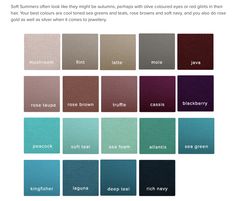 Dusk Summer Palette, Soft Autumn Deep, Complexion Colors, Deep Autumn Color Palette, Soft Summer Palette, Soft Summer Color Palette