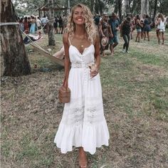 White Button Up Cami Dress Pre-Order White Beach Dress, Beach Dresses Short, Long White Maxi Dress, Lace Beach Dress, Dresses Casual Boho, Beach White Dress, Boho Mode, Maxi Dress Summer, Boho Dresses Long