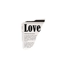 a newspaper with the word love printed on it's front and back pages in black and white