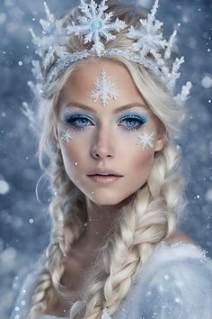 Dieses Portrait wurde von Julia May mit KI von Canva erstellt und dient als Inspiration. Erfahre hier mehr über Künstliche Intelligenz und viele Tipps, um mit Hilfe von KI Kunst zu erschaffen. #makeup #ki #portrait #winter #frau #schnee #eiskristalle #haarschmuck #krone #märchen #haarkranz Ice Princess Costume Women, Ice Makeup Halloween, Snowflake Costume For Women, Snow Princess Makeup, Winter Makeup Looks Ice Queen, Ice Princess Makeup, Winter Fairy Costume, Snow Queen Makeup, Snow Makeup