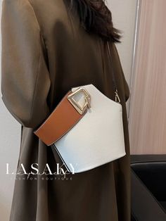 Lasaky - Chic Color-block Designer Clutch Handbag with Buckle Detail and Crossbody Strap White Square Bucket Bag, Urban Bags, Seasons Activities, Designer Clutch, Ear Jewelry, Ear Studs, Olivia Mark, Clutch Handbag, Crossbody Strap