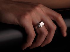 Silver rectangular minimalist ring, Sleek engraved modern design rings, modern signet rings, Elegant silver accessory, Perfect gift for men    Discover the refined elegance of this silver rectangular minimalist ring, crafted to enhance your jewelry collection with its sleek and modern design. This ring features a polished surface with subtle engravings, creating a sophisticated look that makes it an ideal choice for both casual and formal occasions.    As a contemporary signet ring, it perfectly blends timeless craftsmanship with modern aesthetics, making it a standout piece that exudes confidence and style. The rectangular shape adds a unique touch, making it a versatile accessory that can complement any outfit.    This elegant silver accessory is the perfect gift for men, whether for bir Rings Elegant, Signet Rings, Minimalist Ring, Silver Accessories, Minimalist Rings, Modern Aesthetics, Gift For Men, Signet Ring, Rose Gold Plates