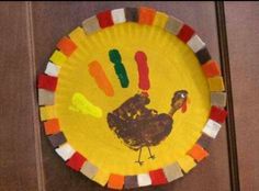 a paper plate with a turkey on it