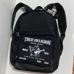 Nwt True Religion Black Backpack True Religion Bag, True Religon, School Bag Essentials, Aesthetic Backpack, Bag Essentials, Essential Bag, School Bag, Dream Clothes, Black Backpack