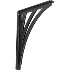 a black metal shelf bracket on a white background