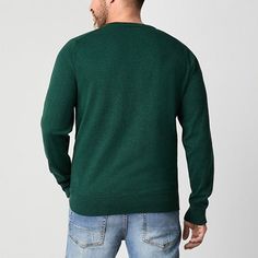 This St. John's Bay men's pullover sweater is a cold-weather wardrobe must-have. Made from a soft cotton-knit, this fitted crew neck style is a wardrobe staple to go with all your favorite jeans and chinos.Closure Type: Pullover HeadFit: Classic FitNeckline: Crew NeckSleeve Length: Long SleeveSleeve Style: Cuffed SleeveApparel Length: 27.5 Inches - FrontFiber Content: 60% Cotton, 40% Recycled PolyesterFabric Description: KnitCare: Machine Wash, Dry FlatCountry of Origin: Imported Green Cotton Polo Sweater For Winter, Winter Cotton V-neck Sweater, Cozy Cotton V-neck Winter Sweater, Cozy Cotton V-neck Sweater For Winter, Winter Cotton Crew Neck Sweater, Winter Cotton Crew Sweater, Cozy Cotton V-neck Long Sleeve Sweater, Winter Green Polo Sweater With Ribbed Cuffs, Green Winter Polo Sweater With Ribbed Cuffs