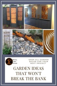 an advertisement for garden ideas that won't break the bank with pictures of different doors and