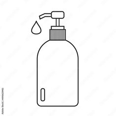 a black and white line drawing of a soap dispenser with a dropper